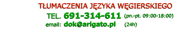 Tumacz wgierski - Telefon: 691 314 611